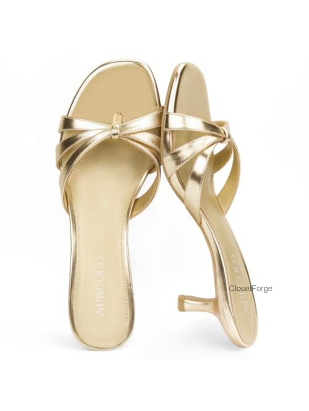 Women's Strappy Kitten Heels Sandals Open Round Toe Slip On Thong Heels